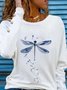Long Sleeve Dragonfly Casual Crew Neck Shirts & Tops