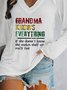 Letter Long Sleeve Casual Plus Size T-shirt