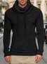 Men's Solid Color Pile-Collar Drawstring And Leather Label Slim-Fit Sweater