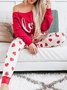 Plus Size Casual Heart Long Sleeve Loosen Suits