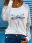 Casual Cotton Blends Butterfly Long Sleeve T-shirt