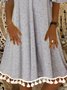 Plain Lace Tassel Short Sleeve Off Shoulder Plus Size Casual Dresses