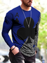 Sports and leisure playing cards left and right colorblock digital printing pullover T-shirt