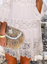 Heavy Industry Lace Patchwork Casual Spaghetti Long sleeve Woven Dress