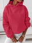 Plus Size Casual Solid Hooded Pocket Loosen Sweatshirt