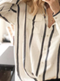 Striped Shirt Collar Buttoned Long Sleeve Blouse