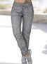Casual Sporty Cotton Blends Pockets Solid Loosen Sports Pants