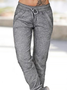 Casual Sporty Cotton Blends Pockets Solid Loosen Sports Pants