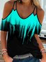 Casual Short Sleeve U Neck Plus Size Printed Tops T-shirts
