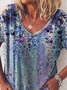 Casual Geometric Abstract Floral Printed Loose Short Sleeve Tunic T-Shirt