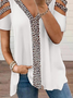 Leopard Loosen Casual Hollow Out Short Sleeve Tunic T-Shirt