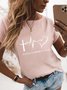 Casual Letter Crew Neck Short Sleeve T-Shirt