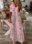 Vacation Butterfly Floral Regular Fit Maxi Dress