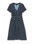 Polka Dots Casual V Neck Short Sleeve A-line Dress