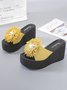 3D Flower Platform Wedge Heel Vacation Slippers
