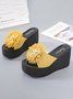 3D Flower Platform Wedge Heel Vacation Slippers