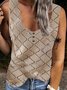 Casual Square Neck Solid Sleeveless Loosen Sweater Vest