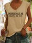 Casual V Neck Letter Tank Top