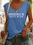 Casual V Neck Letter Tank Top