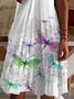 Casual Dragonfly V Neck Sleeveless Dresses