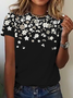 Plus size Casual Crew Neck Floral Short Sleeve T-Shirt