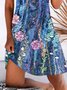 Abstract Floral Printed Short Sleeve Notched Casual Dresses
