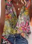 Casual Floral Sleeveless Stand Collar Plus Size Printed Blouses