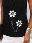 Casual Floral Square Neck Sleeveless Knit Tank