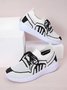 Black and White Line Contrast Lace-Up Flyknit Sneakers