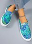 Flower and Plant Oil Painting Print Casual Flat Shoes