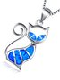 Opal Alloy Cat Necklace