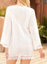 Cotton-Blend Shift Long Sleeve Causal Dress