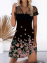 Floral Lace V neck Casual Short Sleeve Knit Dress