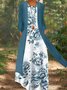 Ladies Loosen Chiffon Floral Dress-Two Piece Sets