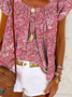 Crew Neck Floral Casual Short Sleeve Tops