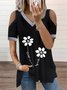 Floral V Neck Casual Short Sleeve Plus Size Casual T-Shirt