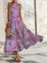 Women's Halter Abstract Casual Sleeveless Maxi Dress