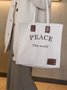 World Peace Letter Magnetic Buckle Cotton Large Capacity Shopping Bag Shoulder Bag
