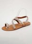 Women Boho Handmade Pearl Beach Sandals  Bridal Shoes