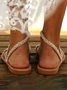 Women Boho Handmade Pearl Beach Sandals  Bridal Shoes