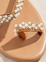 Women Boho Handmade Pearl Beach Sandals  Bridal Shoes