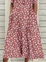 Floral Half Sleeve Buttoned Plus Size Casual Woven Dress