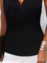 Casual V neck Solid Sleeveless Knit