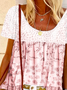 Plus size Floral Vacation Short Sleeve Tops