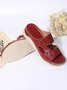 Beads Three-dimensional Flower Leaves Hollow Wedge Slippers
