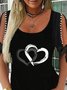 Casual Heart Short Sleeve Round Neck Plus Size Printed Tops T-shirts