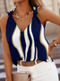 Women's Top Backless Striped V Neck Holiday Going out Regular Fit Striped Sleeveless Woven camisole top tank 2022