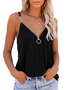 Jersey V Neck Casual Loose Tanks & Camis