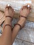 Brown Buckle Strap Casual Flat Sandals