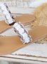White Pearl Lace Three-dimensional Flowers Wedding Bridal Flip-flops